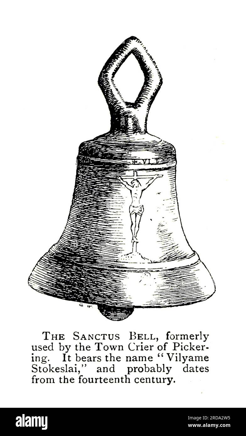 Sanctus Bell dal libro ' The Evolution of an English Town; being the story of the Ancient Town of Pickering in Yorkshire, from Prehistoric Times to the Year of Our Lord Nineteen Hundred & 5 ' di Gordon Home, Publisher London, J.M. Dent & co.; New York, E.P. Dutton & co. 1905 Foto Stock