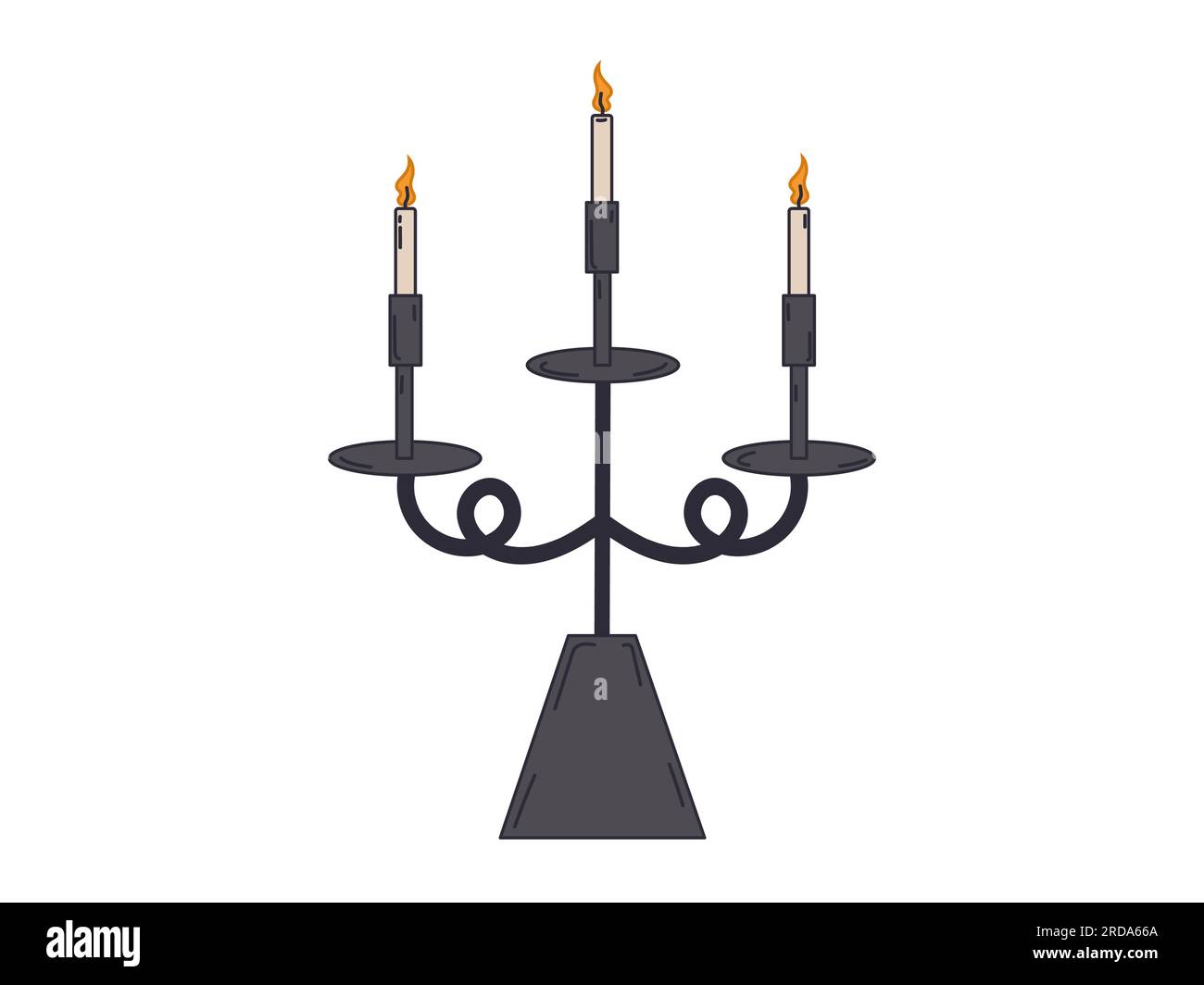 Candele di Halloween isolate su sfondo bianco. Clip art. Simbolo di Halloween. Candlestick. Stile retrò. Illustrazione Vettoriale