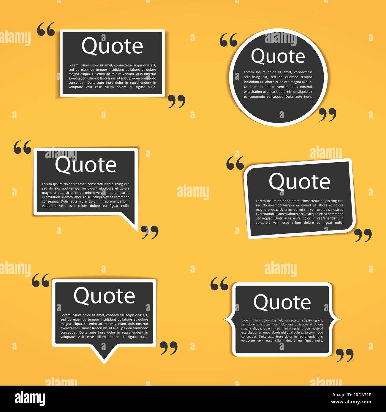 Set di sei diverse cornici con preventivi per il vostro testo, vettoriale EPS10 illustrazione Illustrazione Vettoriale