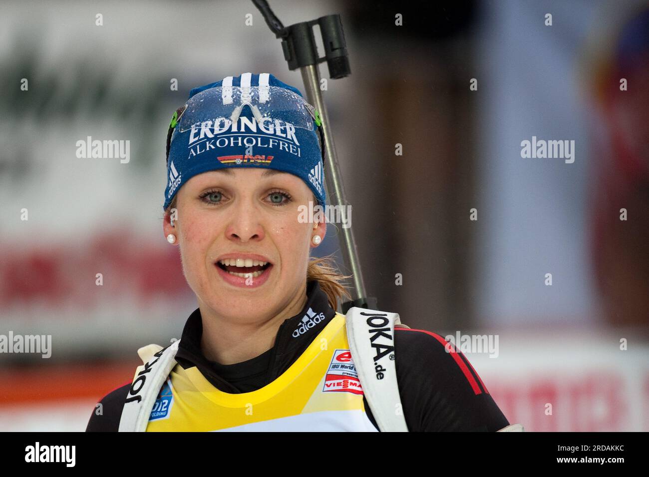 Magdalena NEUNER Porträt Biathlon WM 12,5 km Massenstart der Damen am 11.3.2012 a Ruhpolding Foto Stock