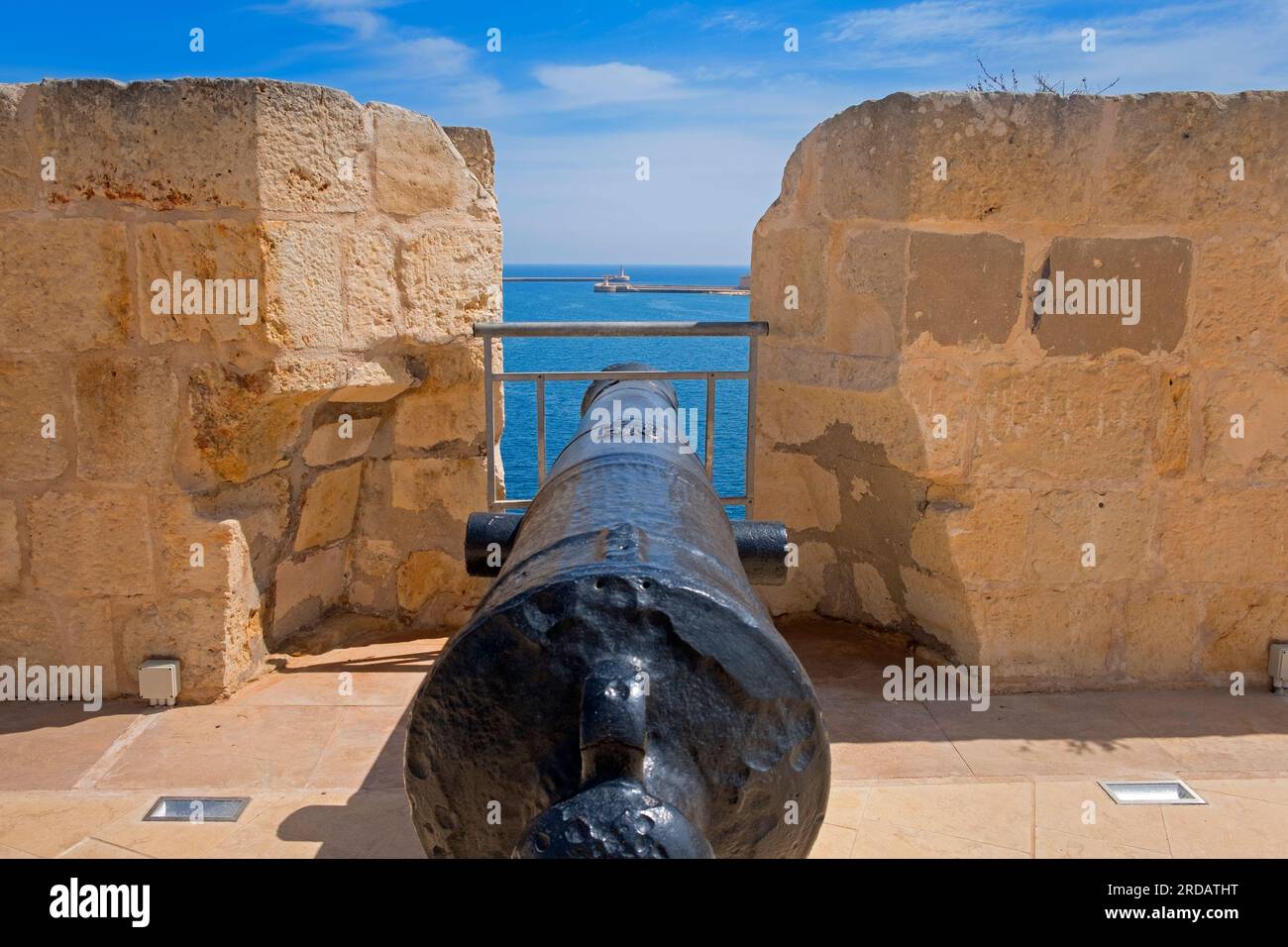 Cannon, Fort St Angelo Vittoriosa la Valletta Malta Foto Stock