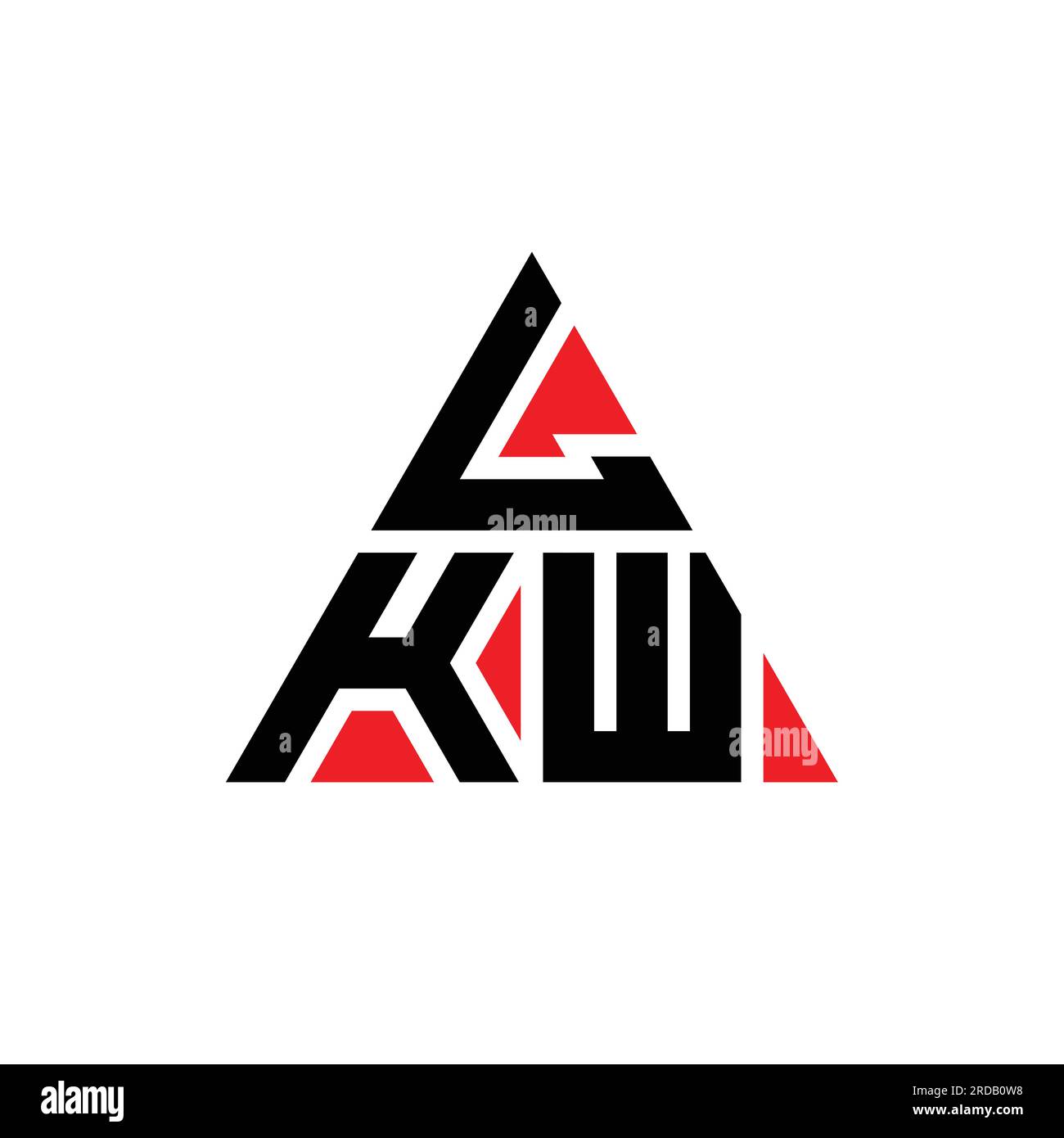 Logo LKW a lettera triangolare con forma a triangolo. Monogramma di design con logo a triangolo LKW. Modello con logo vettoriale a triangolo LKW di colore rosso. LKW triangul Illustrazione Vettoriale