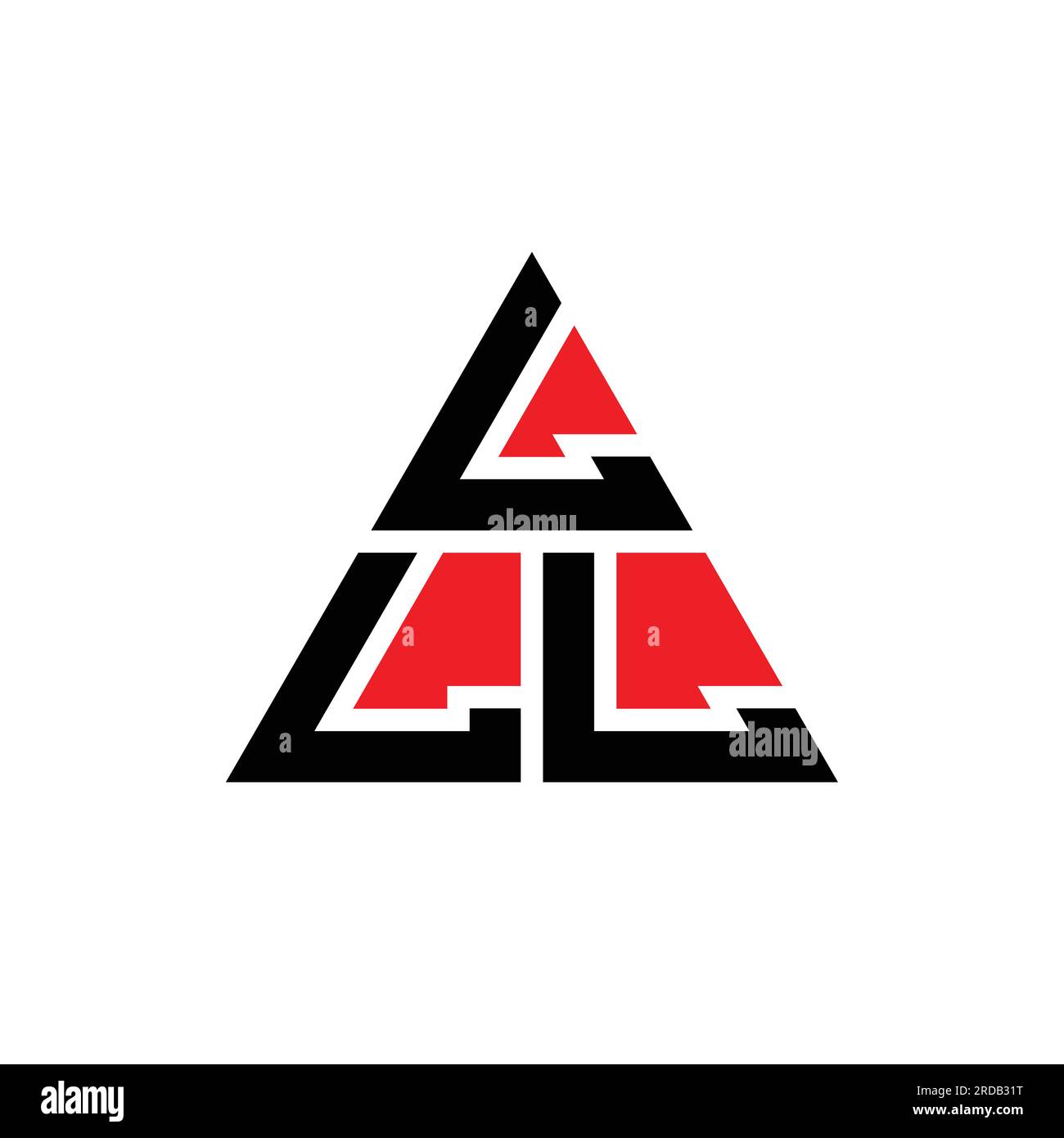 Logo a lettere triangolari LLL con forma triangolare. Monogramma con logo triangolare LLL. Modello di logo vettoriale triangolare LLL di colore rosso. LLL triangul Illustrazione Vettoriale
