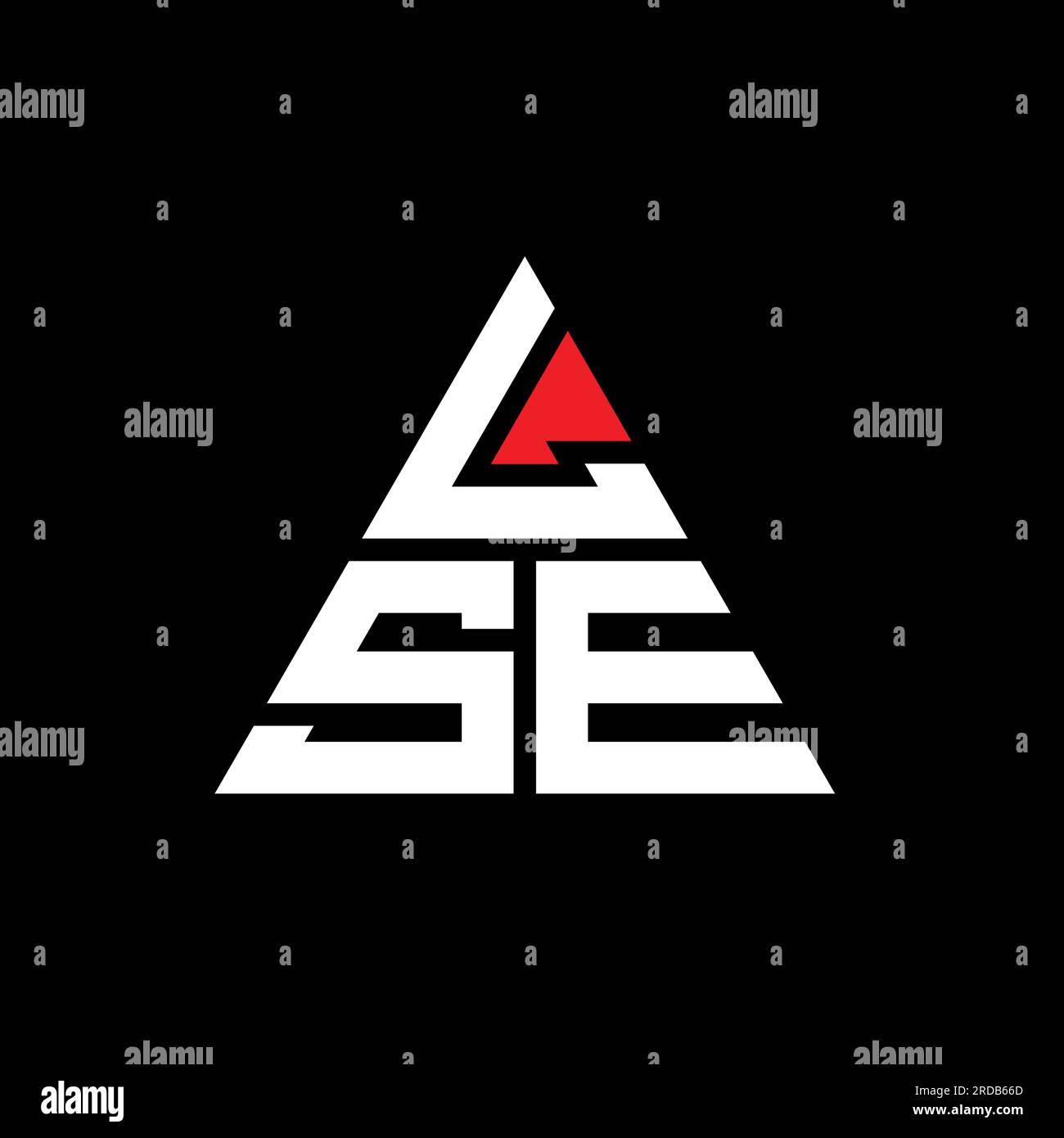 Logo LSE triangolare a lettera con forma triangolare. Monogramma di design con logo a triangolo LSE. Modello con logo vettoriale a triangolo LSE di colore rosso. LSE triangul Illustrazione Vettoriale