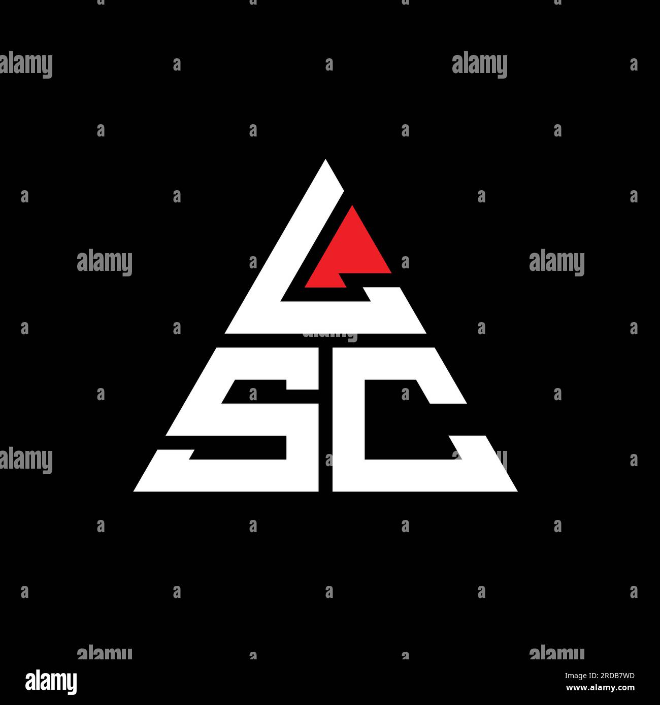 Logo LSC a lettera triangolare con forma triangolare. Monogramma di design con logo a triangolo LSC. Modello con logo vettoriale a triangolo LSC di colore rosso. LSC triangul Illustrazione Vettoriale
