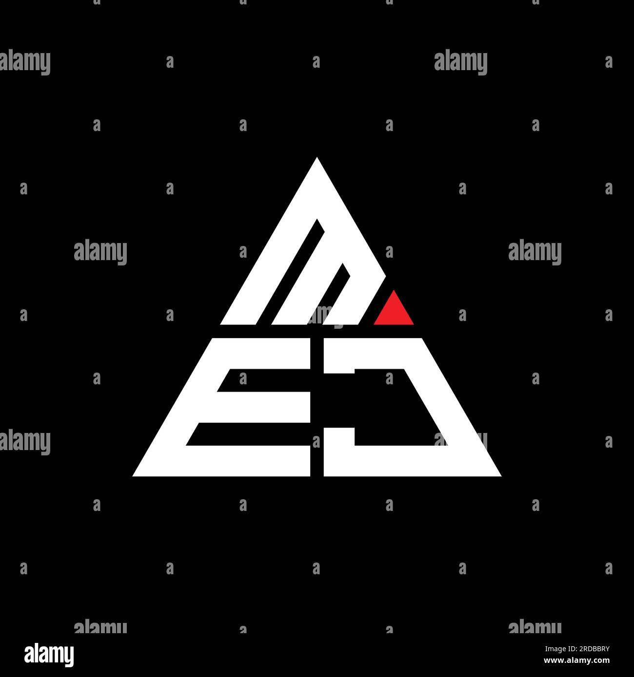 Logo MEJ triangolare a lettere con forma triangolare. Monogramma di design con logo a triangolo MEJ. Modello logo vettoriale a triangolo MEJ di colore rosso. MEJ triangul Illustrazione Vettoriale