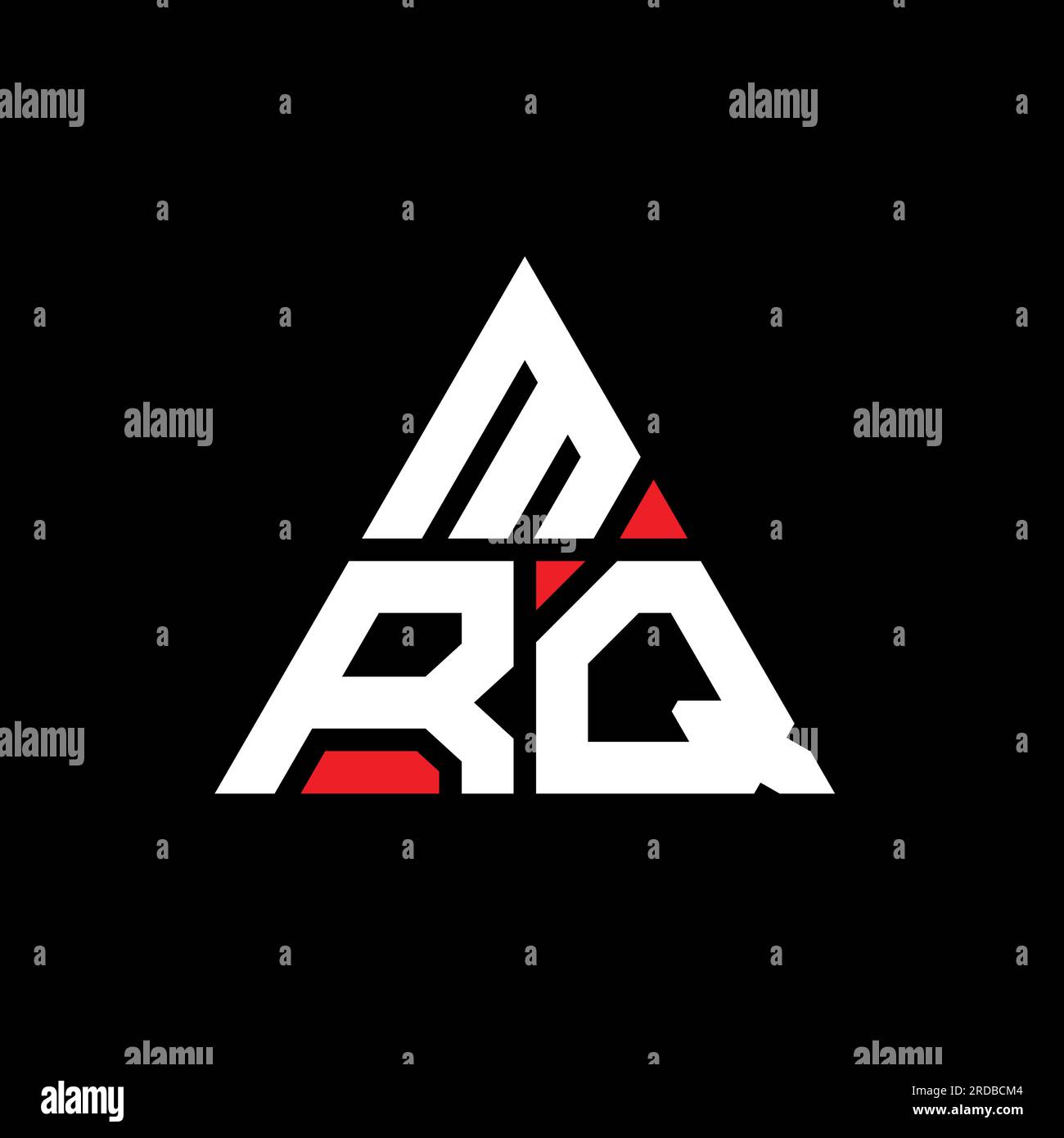 Logo MRQ a lettere triangolari con forma triangolare. Monogramma di design con logo triangolare MRQ. Modello di logo vettoriale triangolare MRQ di colore rosso. MRQ triangul Illustrazione Vettoriale