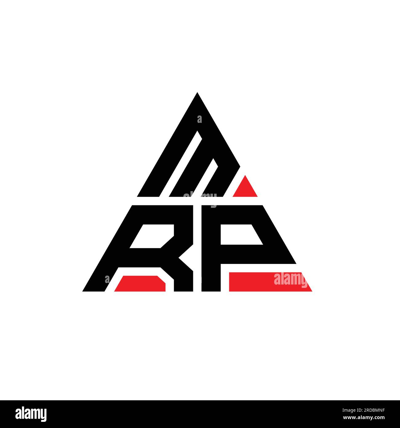 Logo MRP a lettera triangolare con forma triangolare. Monogramma di design con logo triangolare MRP. Modello di logo vettoriale triangolare MRP di colore rosso. MRP triangul Illustrazione Vettoriale