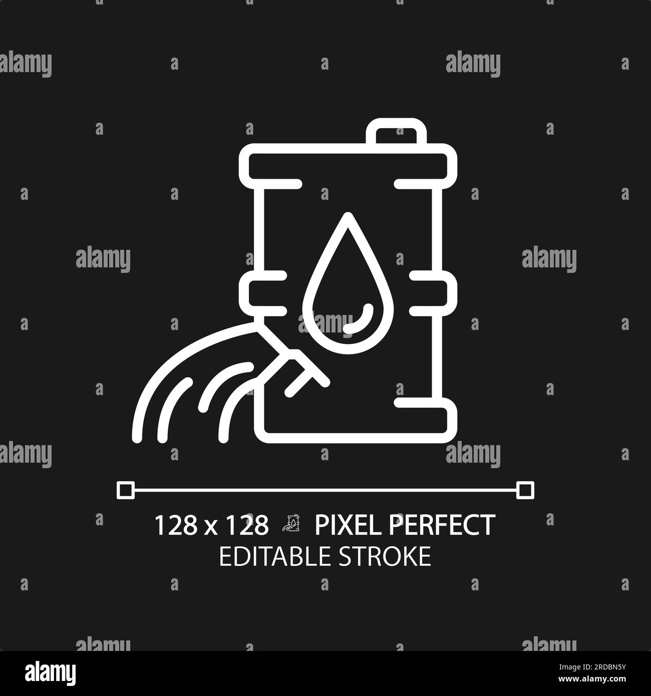Icona lineare bianca per la fuoriuscita di olio per il tema scuro Illustrazione Vettoriale