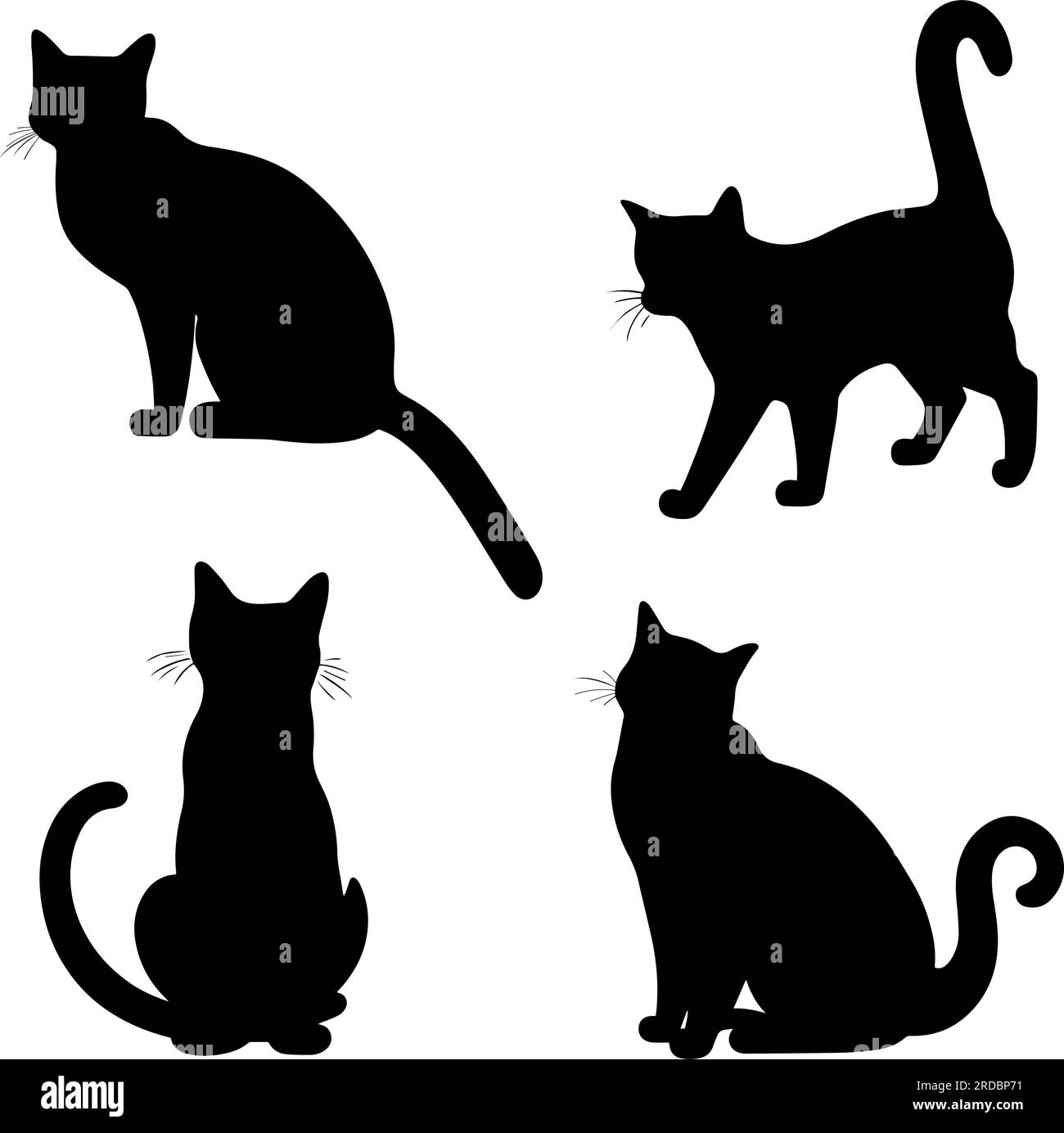 Set di icone simbolo silhouette Cat. Illustrazione vettoriale Illustrazione Vettoriale