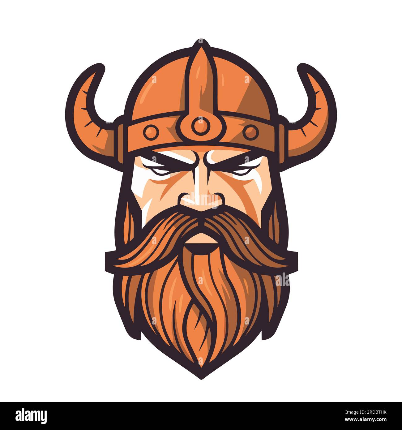 Testa vichinga nel casco. Logo Viking Warrior. Illustrazione Vettoriale