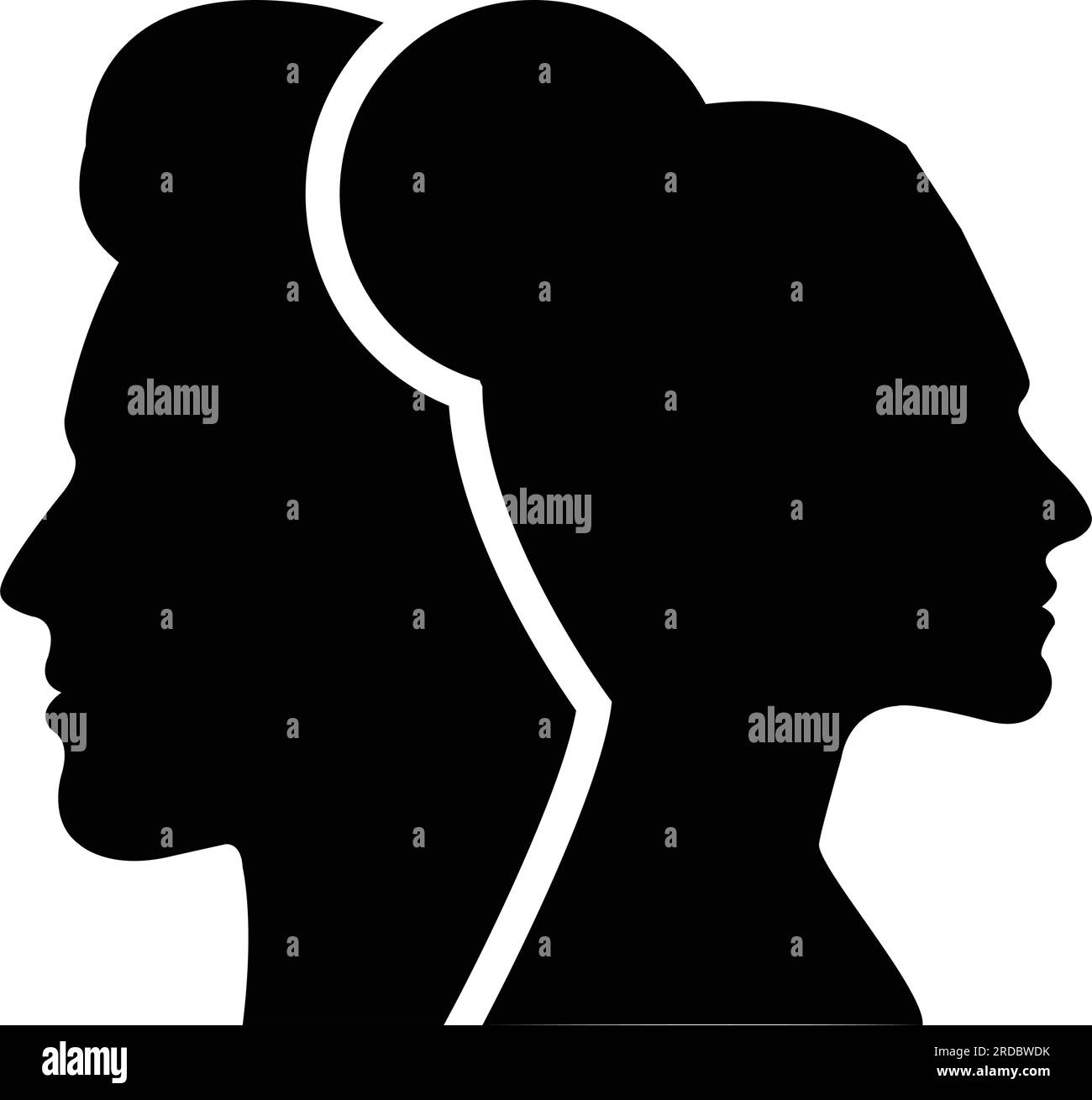 Profilo viso uomo e donna icona vettoriale in un pittogramma glifo Illustrazione Vettoriale