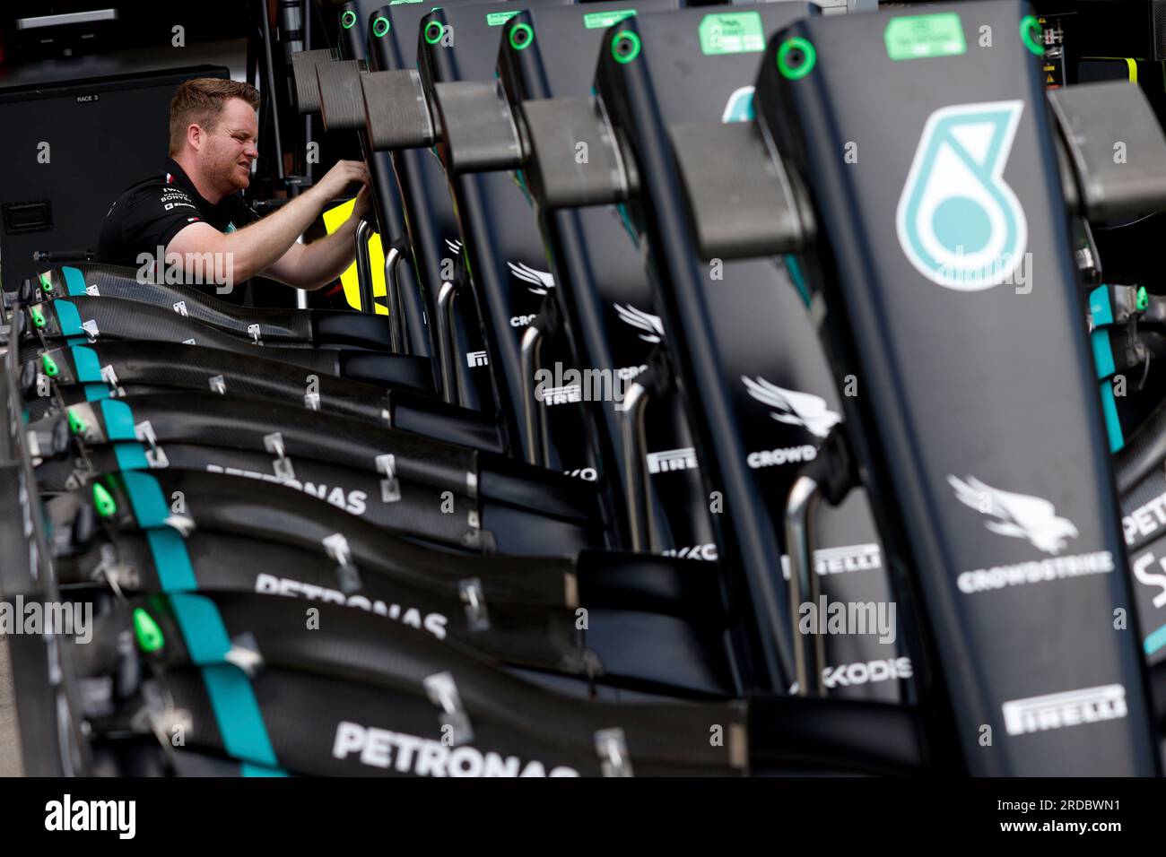 Budapest, Ungheria. 20 luglio 2023. I parafanghi anteriori Mercedes-AMG F1 W14 e Performanc, Gran Premio di F1 d'Ungheria a Hungaroring il 20 luglio 2023 a Budapest, Ungheria. (Foto di HIGH TWO) credito: dpa/Alamy Live News Foto Stock