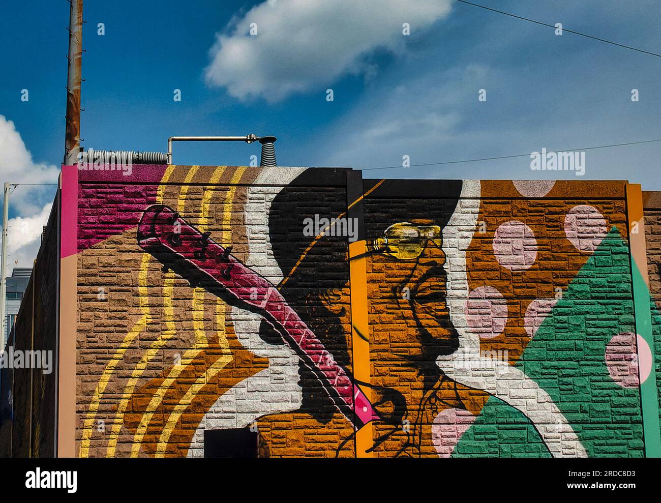 Chuck Brown murale fuori dall'Audi Field, a Washington DC. Foto Stock