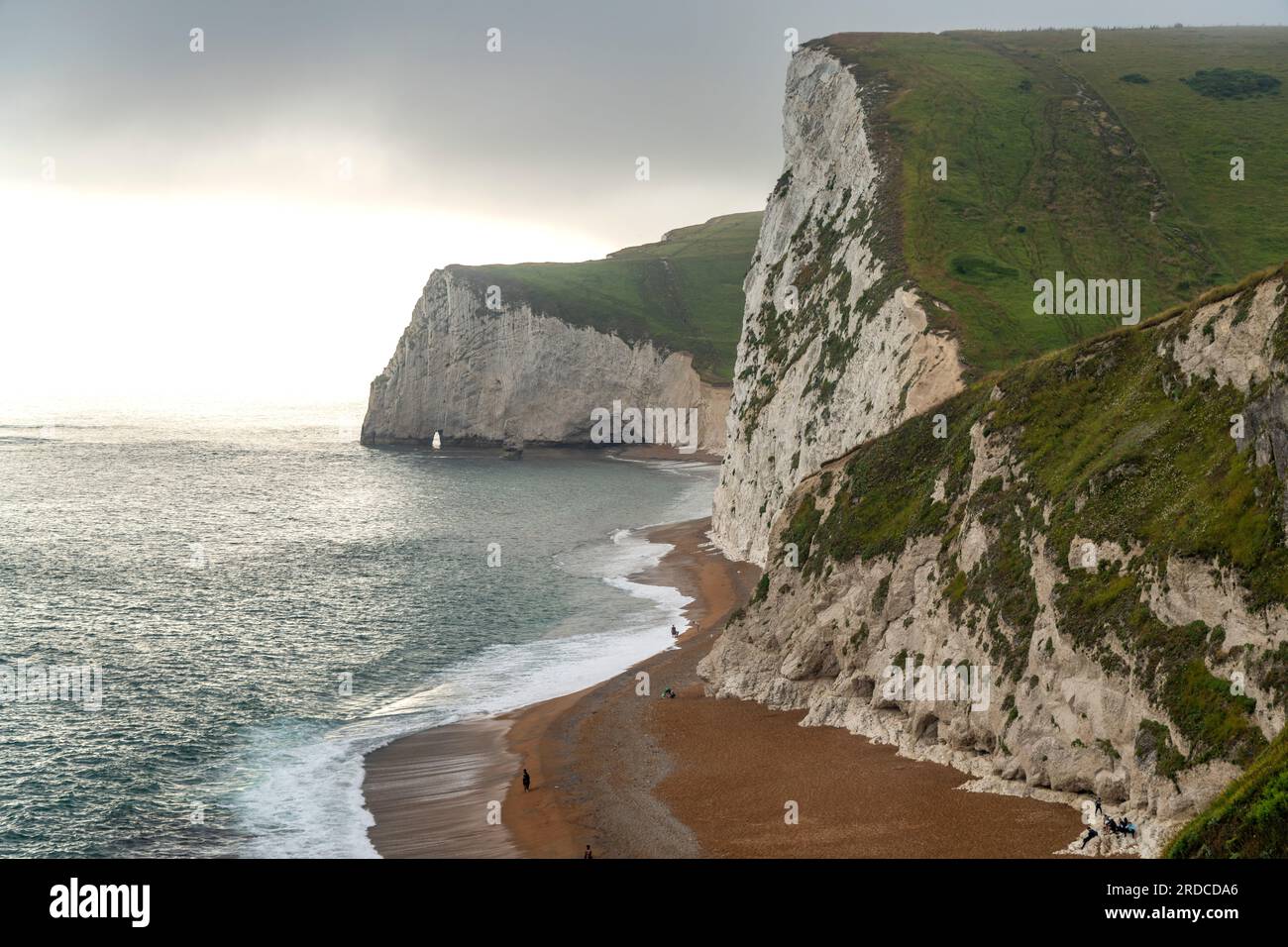 Weisse Klippen und Strand des UNESCO Weltnaturerbe Jurassic Coast, Inghilterra, Großbritannien, Europa | scogliere bianche e spiaggia dell'herit mondiale dell'UNESCO Foto Stock