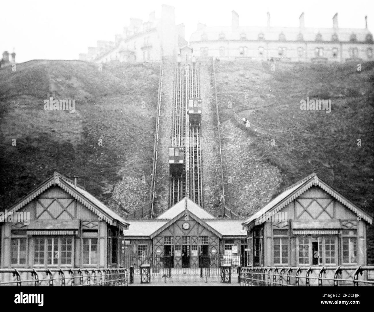 The Cliff Lift, Saltburn, periodo vittoriano Foto Stock