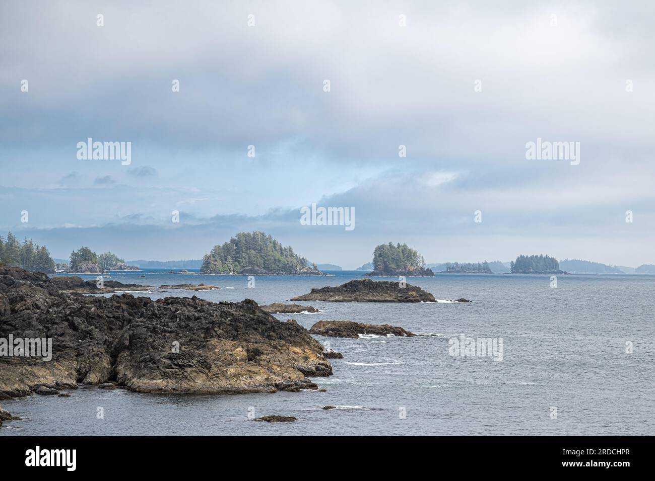 Litorale sulla costa occidentale dell'isola di Vancouver Foto Stock