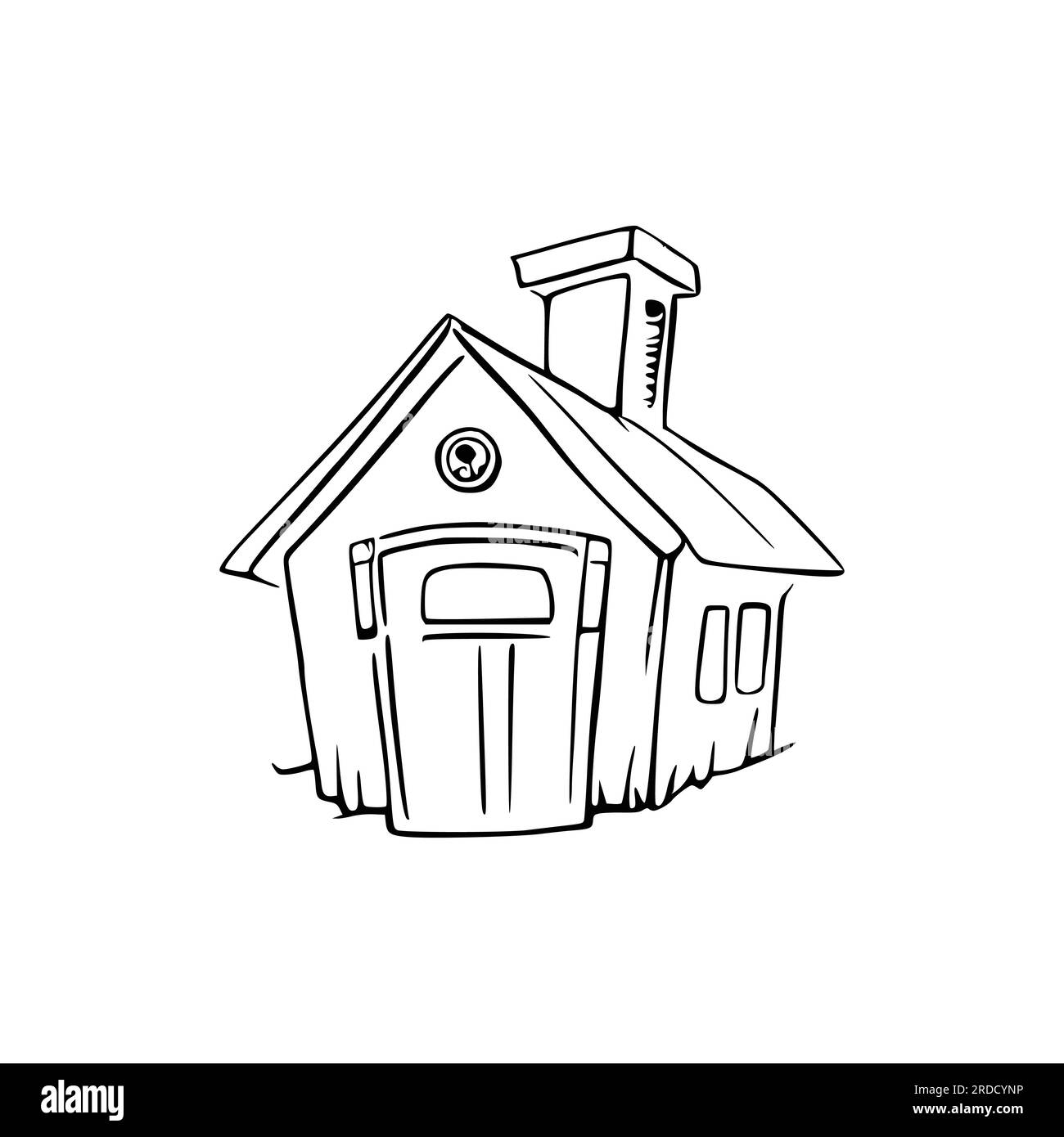 Libro da colorare Nice Simple House, Line Art House, Outline House