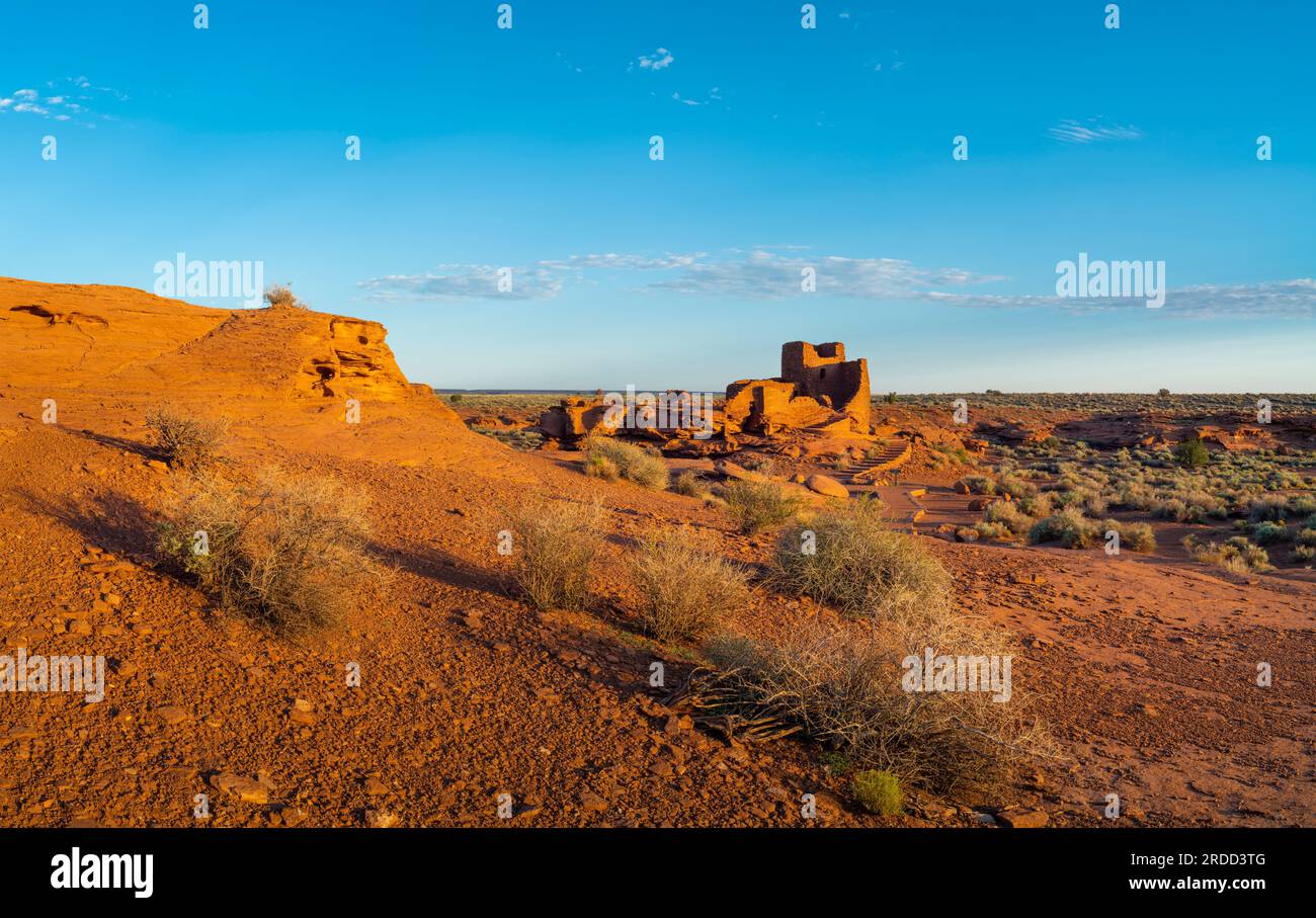 Rovine di Wukoki all'alba, Wupatki National Monument, Arizona Foto Stock