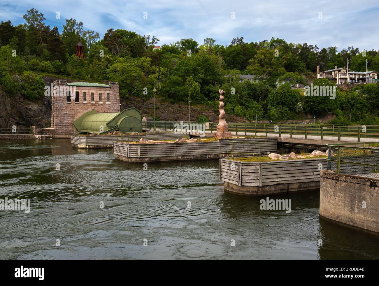 Trollhattan, Svezia - 29 maggio 2023: Il sistema delle storiche chiuse d'acqua del canale Gota Foto Stock