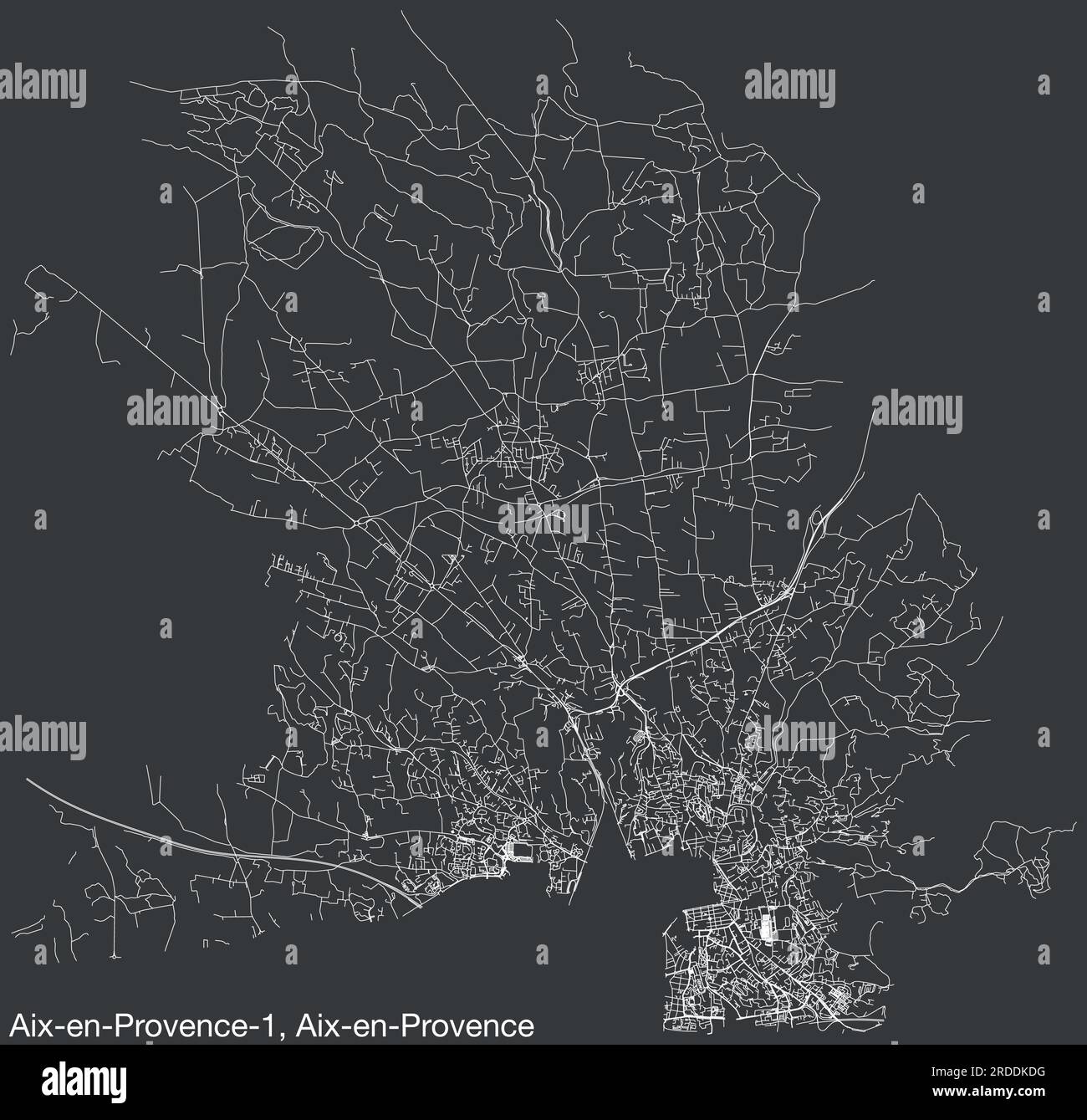 Mappa stradale del CANTONE AIX-EN-PROVENCE-1, AIX-EN-PROVENCE Illustrazione Vettoriale