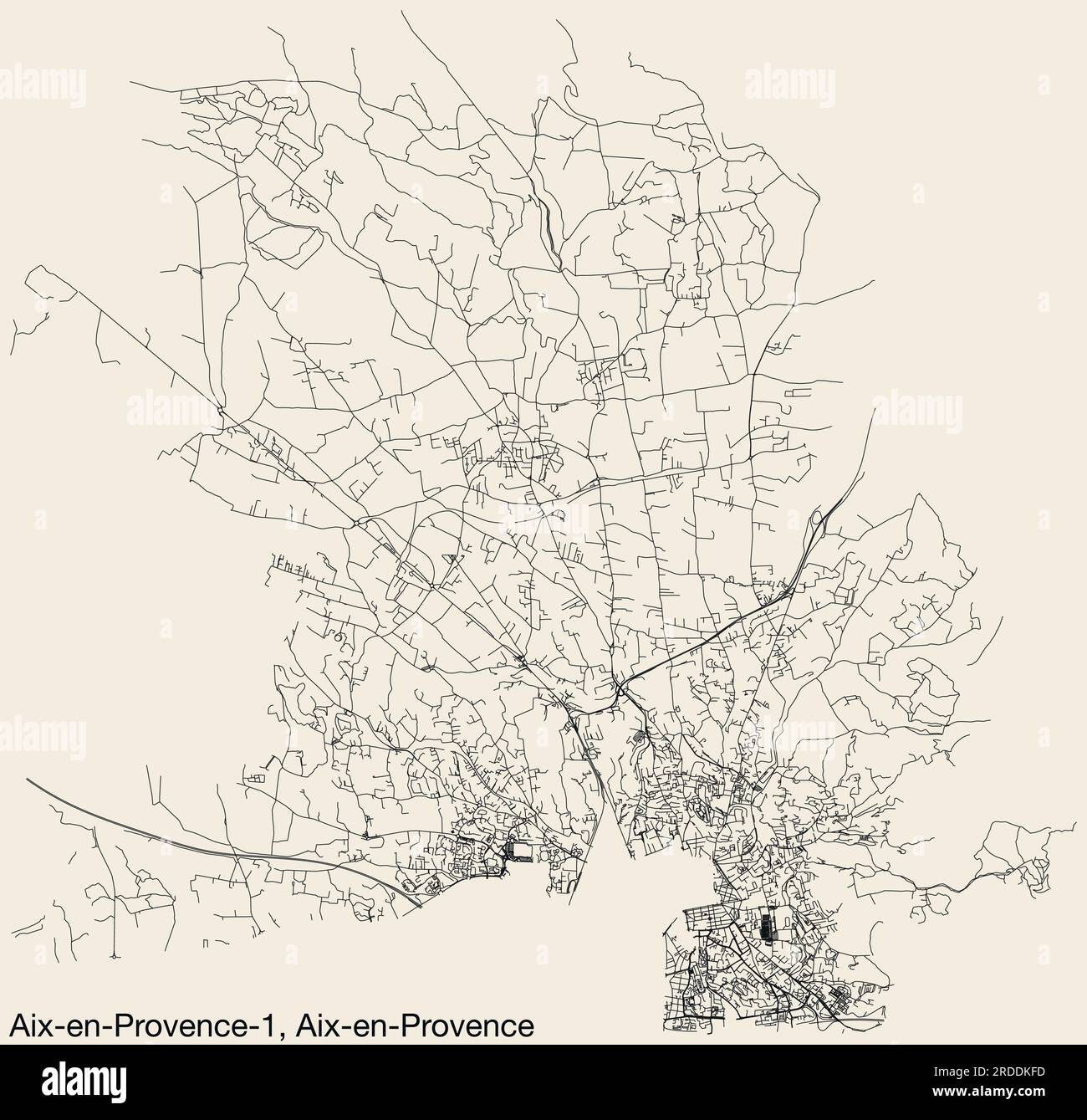 Mappa stradale del CANTONE AIX-EN-PROVENCE-1, AIX-EN-PROVENCE Illustrazione Vettoriale