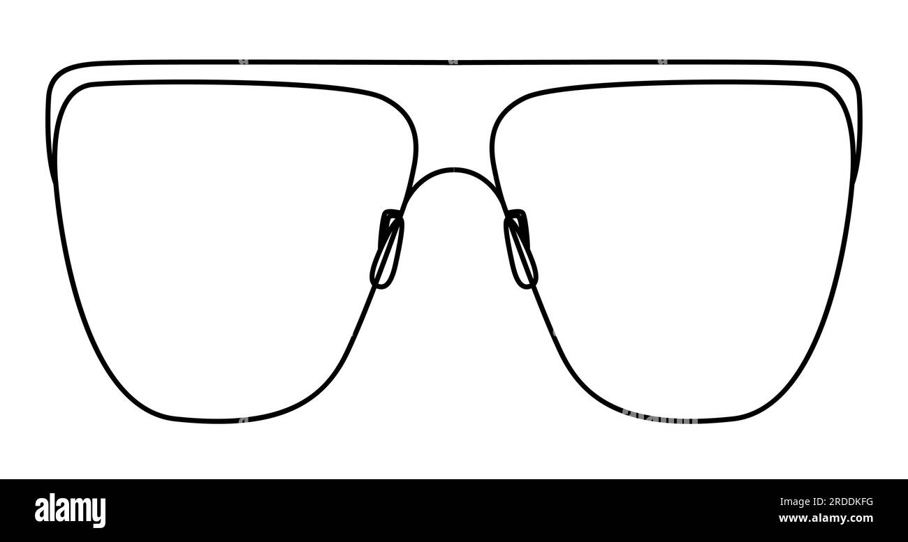 Illustrazione degli occhiali con montatura XL Flat Top. Occhiali da vista  frontale da uomo e donna, silhouette unisex, occhiali da vista con bordo  piatto e profilo a schizzo della lente isolato su