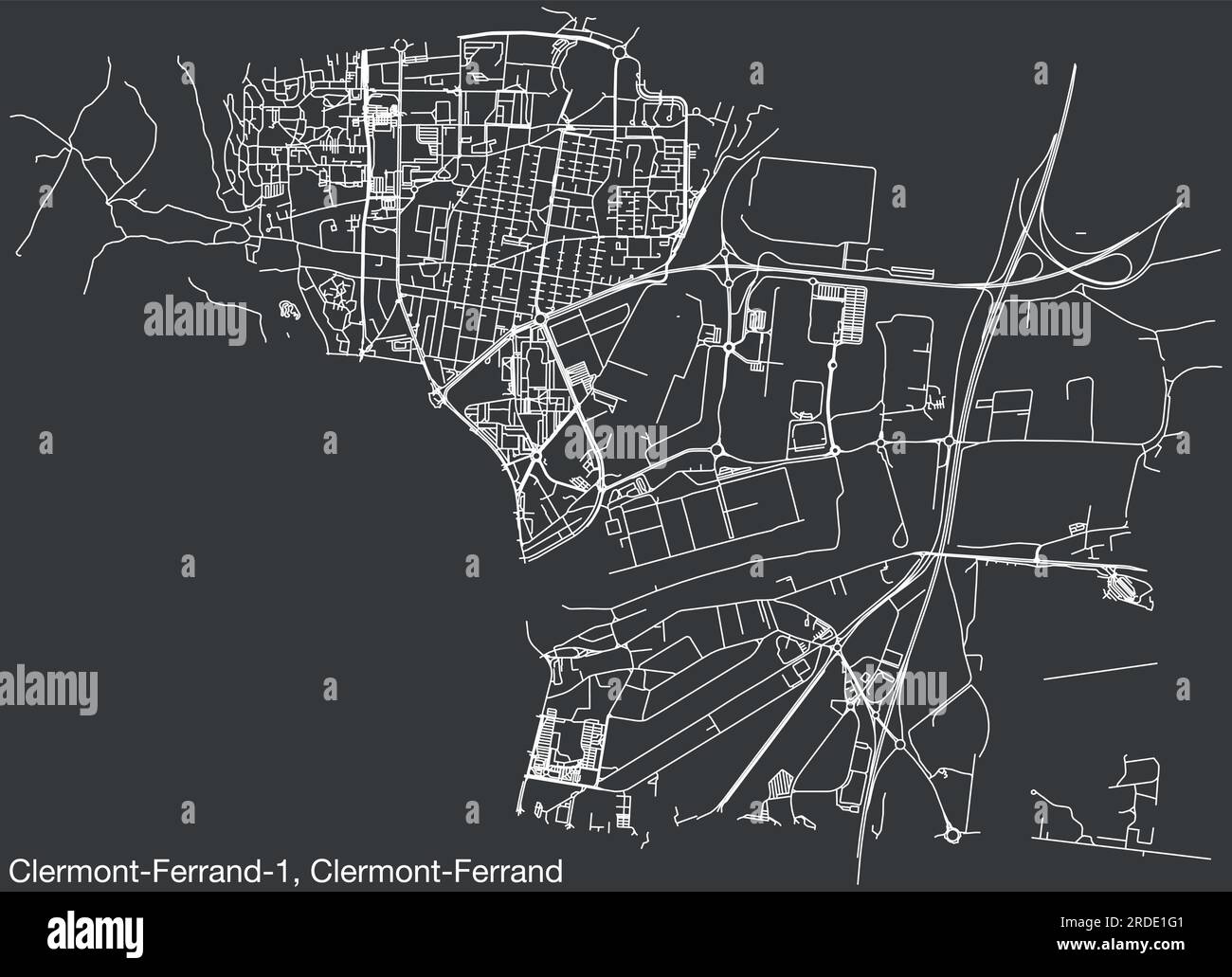 Cartina stradale di CLERMONT-FERRAND-1 CANTON, CLERMONT-FERRAND Illustrazione Vettoriale