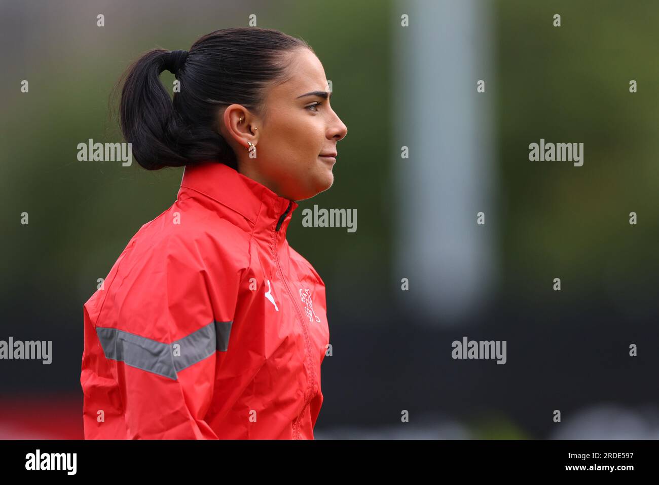 Giocatori svizzeri durante la giornata di allenamento 1 della Coppa del mondo femminile FIFA 2023 al Dunedin Stadium di Dunedin, nuova Zelanda. (James Whitehead/SPP) credito: SPP Sport Press Photo. /Alamy Live News Foto Stock