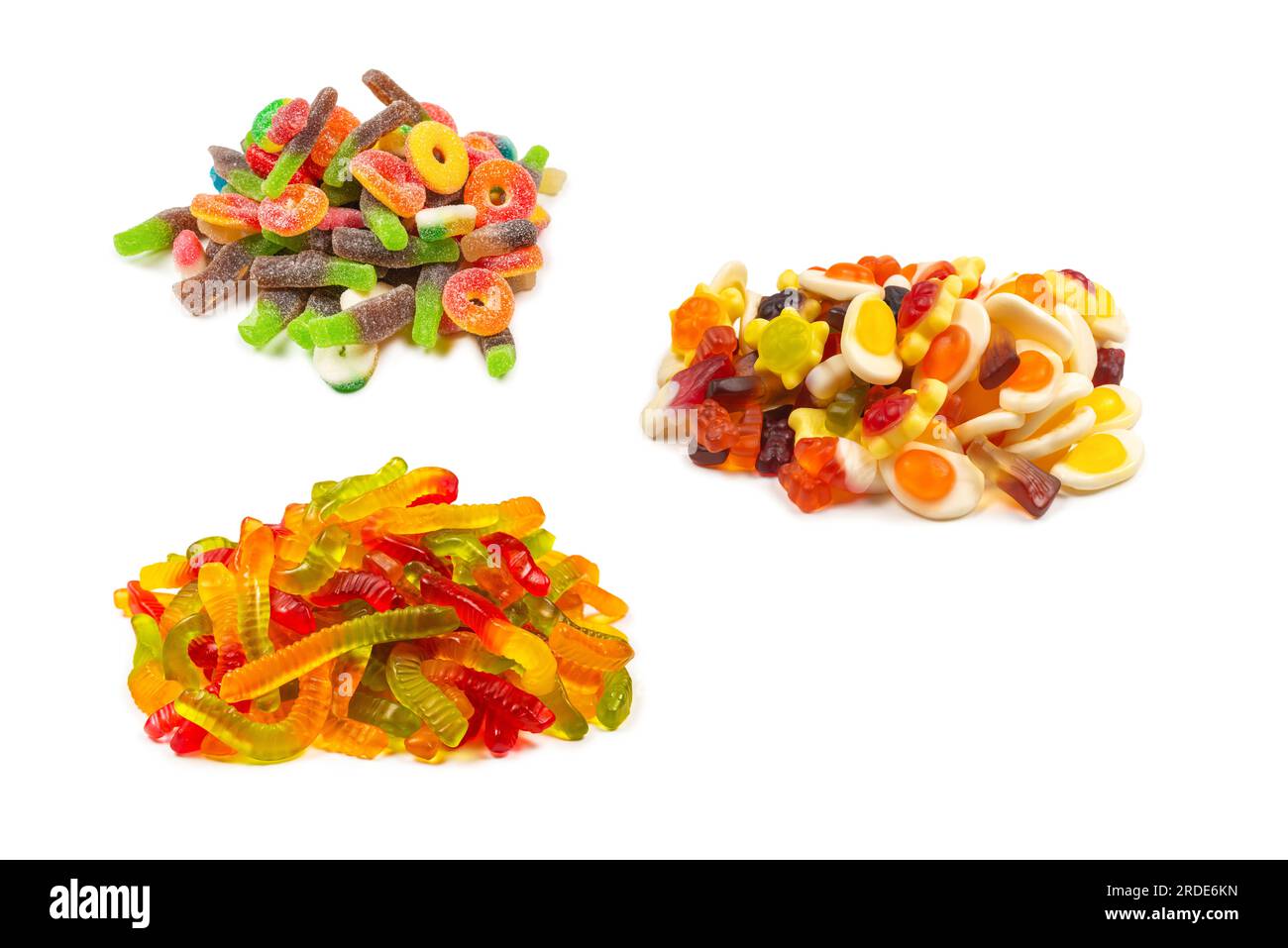Succose caramelle di gelatina colorate. Caramelle gommosi. Serpenti. Foto Stock