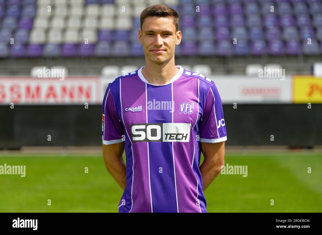 20 luglio 2023, bassa Sassonia, Osnabrück: Sessione fotografica di squadra - VfL Osnabrück, 2. Bundesliga. Maximilian Thalhammer foto: Henning Kaiser/dpa Foto Stock