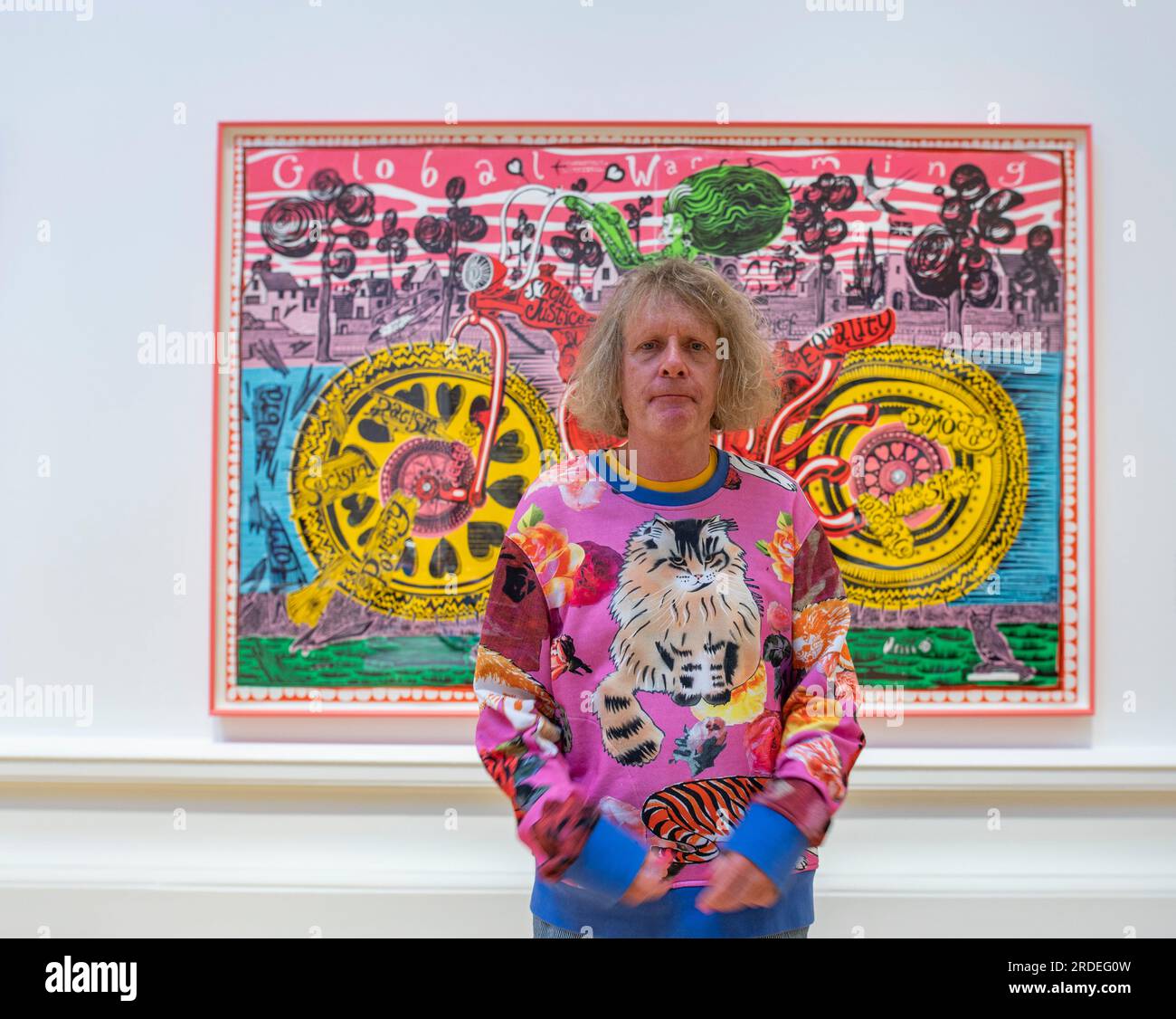 Royal Scottish Academy, National Galleries of, UK. 20 luglio 2023. Edimburgo. Sir Grayson Perry, raffigurato come la sua mostra Smash Hits viene lanciata alla Royal Scottish Academy al Mound di Edimburgo, in Scozia. La più grande mostra di sempre del lavoro di Sir Grayson Perry, che copre i suoi 40 anni di carriera. Foto: phil wilkinson/Alamy Live News Foto Stock