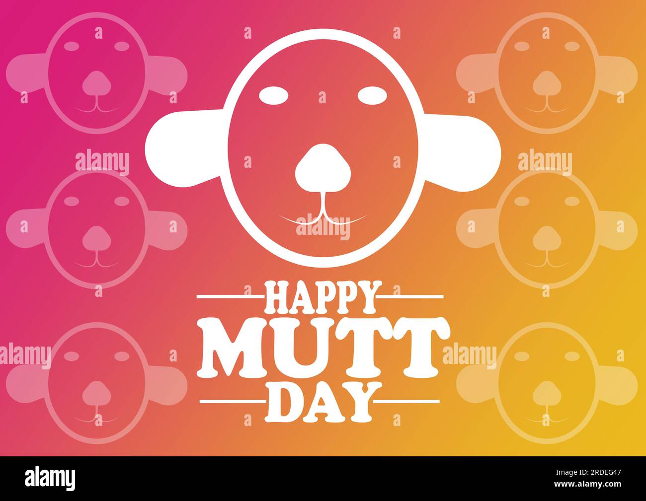 Illustrazione vettore Happy Mutt Day. Concetto di vacanza. Modello per sfondo, banner, scheda, poster con iscrizione di testo. Illustrazione Vettoriale
