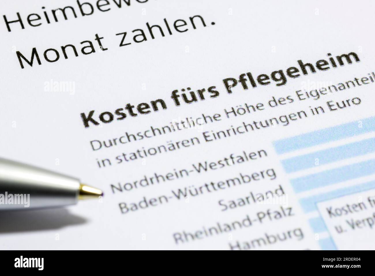 Opuscolo informativo, spese di casa di cura, biros, Baden-Wuerttemberg, Germania Foto Stock