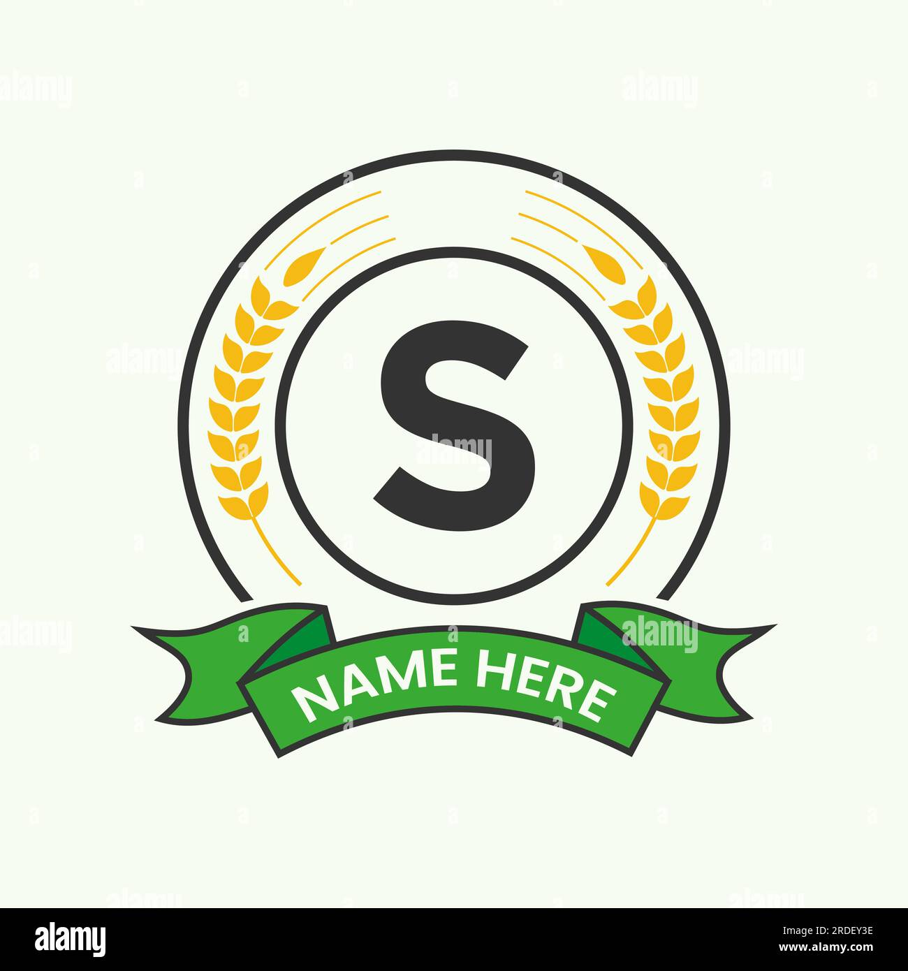 Logo agricolo sul concetto della lettera S. Logotipo agro-agricolo per Bakery, Pane, Cake, Cafe, Pastry Identity Illustrazione Vettoriale