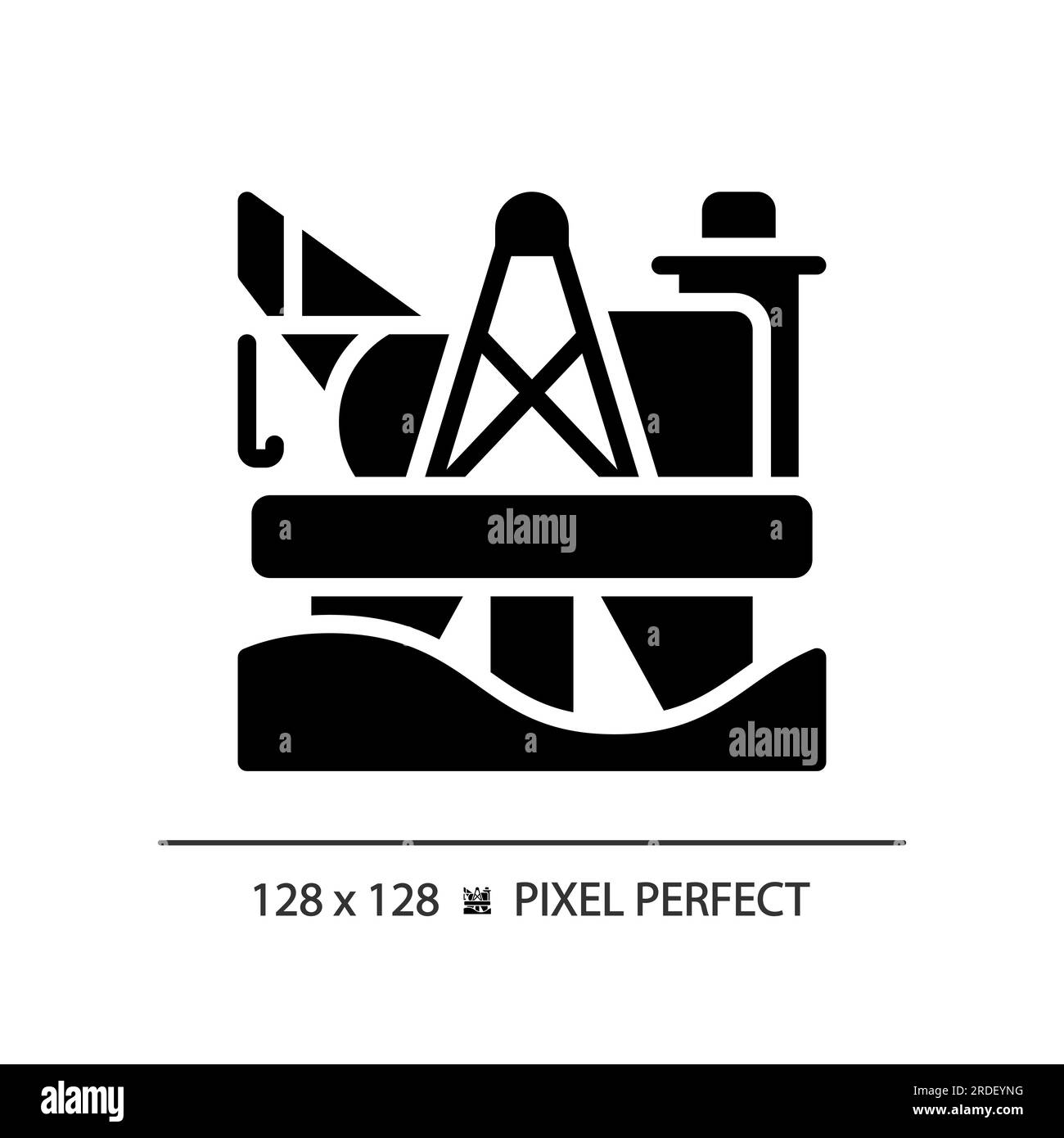 Icona a glifo nero della piattaforma dell'olio Illustrazione Vettoriale