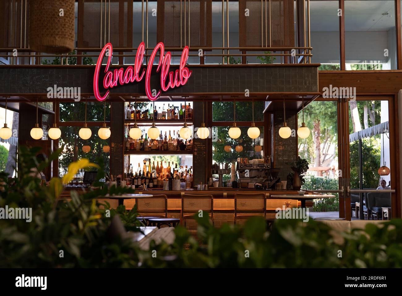 Cartello Canal Club al bar dello Scott Hotel Foto Stock
