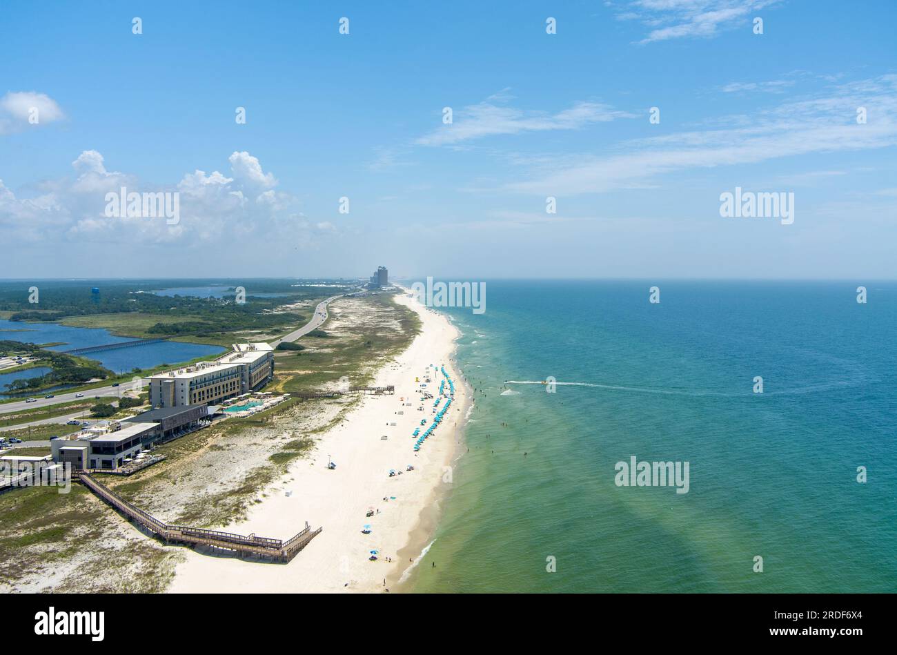 Vista aerea della spiaggia di Gulf Shores, Alabama Foto Stock