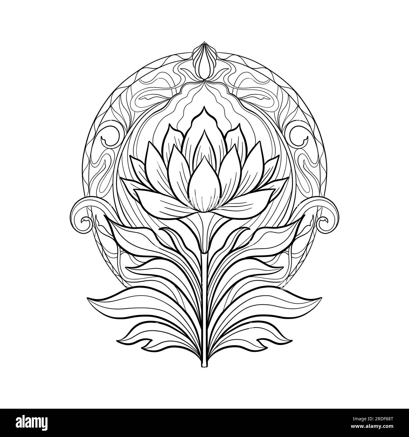 Tulipano di fiori nello stile Art Nouveau. Splendida composizione floreale vintage in tulipano da 1920-1930 anni. Stile moderno. Illustrazione Vettoriale