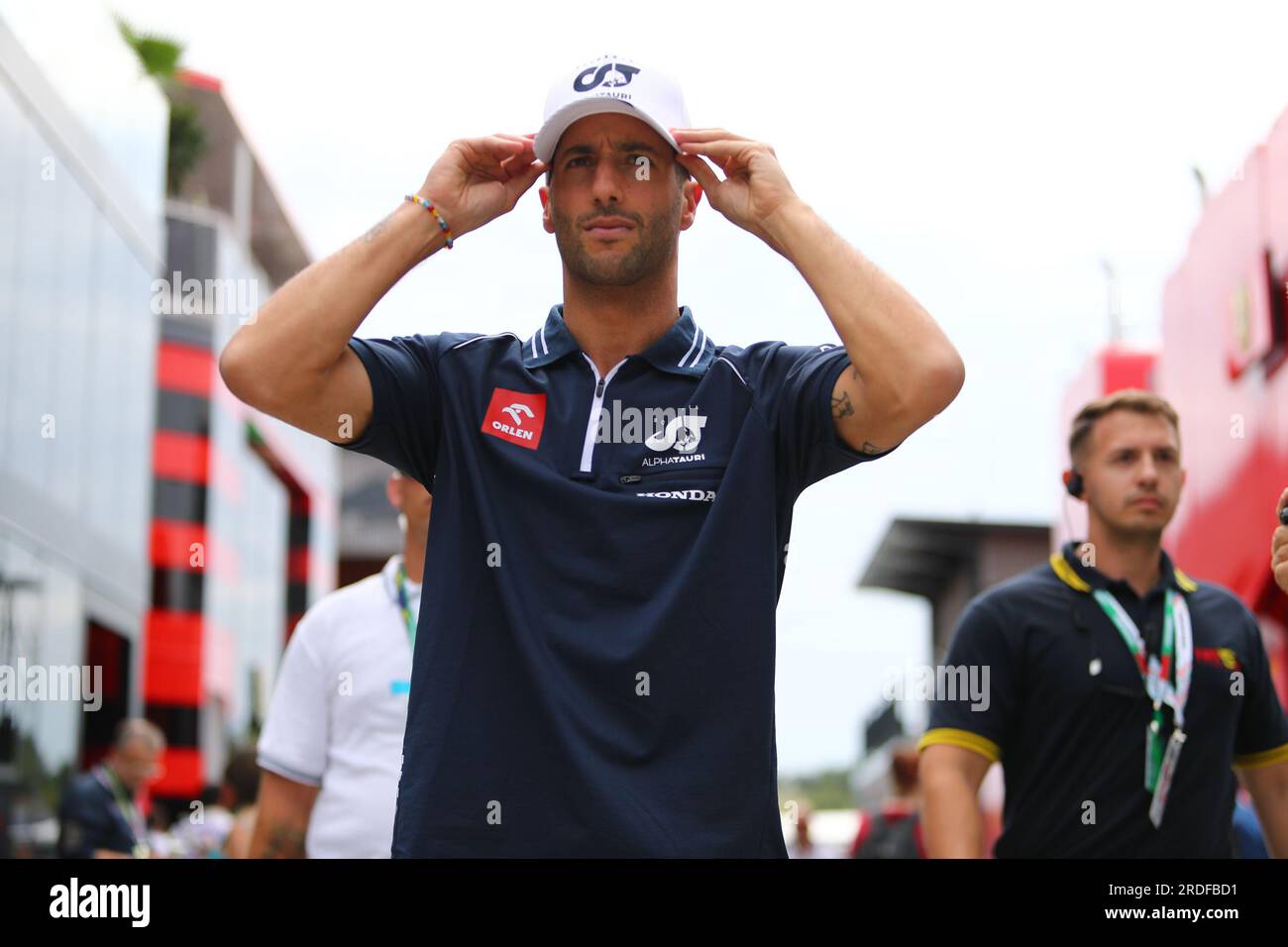 Daniel Ricciardo (AUS) Scuderia AlphaTauri su Paddock, venerdì 21 luglio, FORMULA 1 QATAR AIRWAYS GRAN PREMIO D'UNGHERIA 2023 - Lug 21 a Lug 23 2023 Hungar Foto Stock