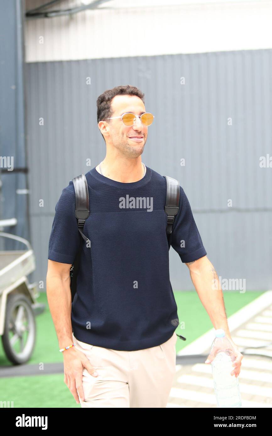 Daniel Ricciardo (AUS) Scuderia AlphaTauri su Paddock, venerdì 21 luglio, FORMULA 1 QATAR AIRWAYS GRAN PREMIO D'UNGHERIA 2023 - Lug 21 a Lug 23 2023 Hungar Foto Stock