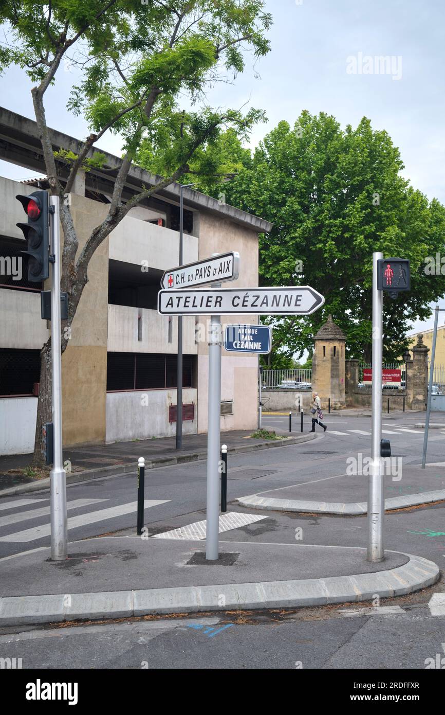 Segui le indicazioni stradali per Atelier Cezanne Aix en Provence France Foto Stock