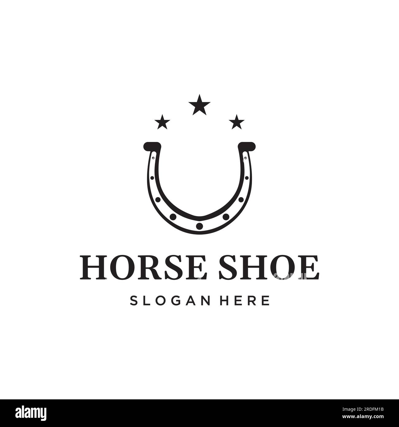 Logo a ferro di cavallo retrò per ranch, cowboy, badge. che è isolato sullo sfondo. Illustrazione Vettoriale