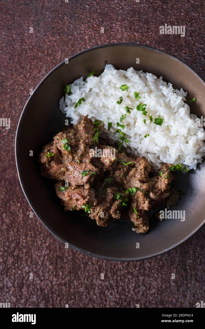 Korma di agnello con riso basmati Foto Stock