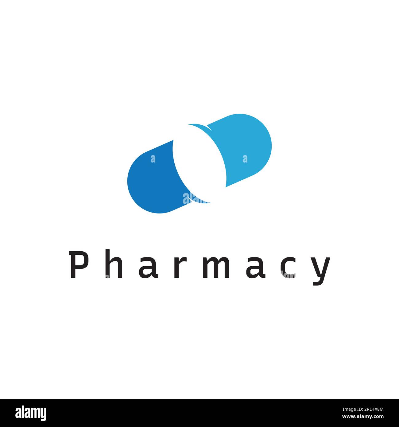 Farmacia capsula medicina logo, logo per farmacia, farmacia, medico, più simbolo. Illustrazione Vettoriale