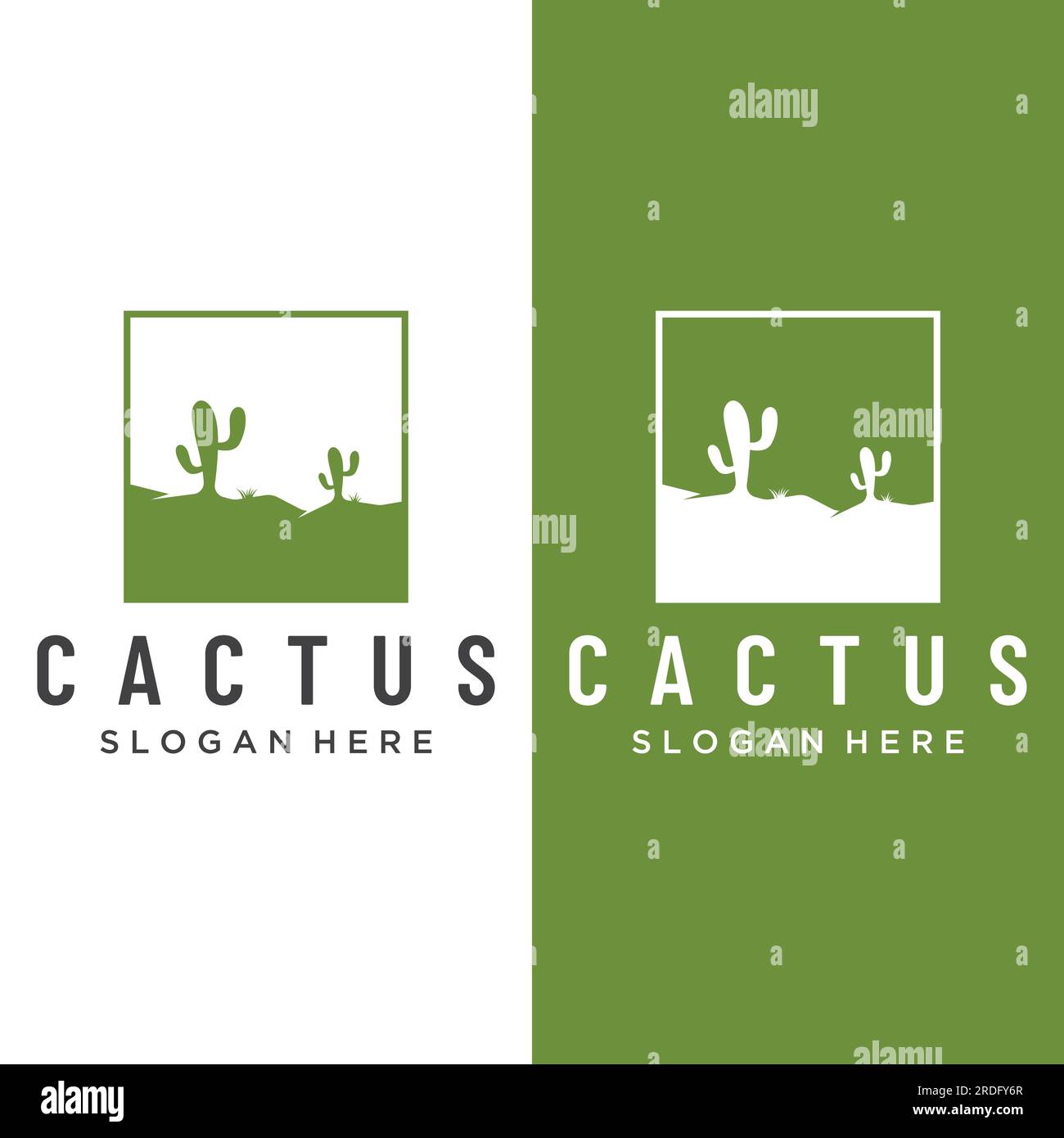 Pianta di cactus naturale d'epoca disegno del logo, pianta del deserto con illustrazione vettoriale modificabile. Illustrazione Vettoriale