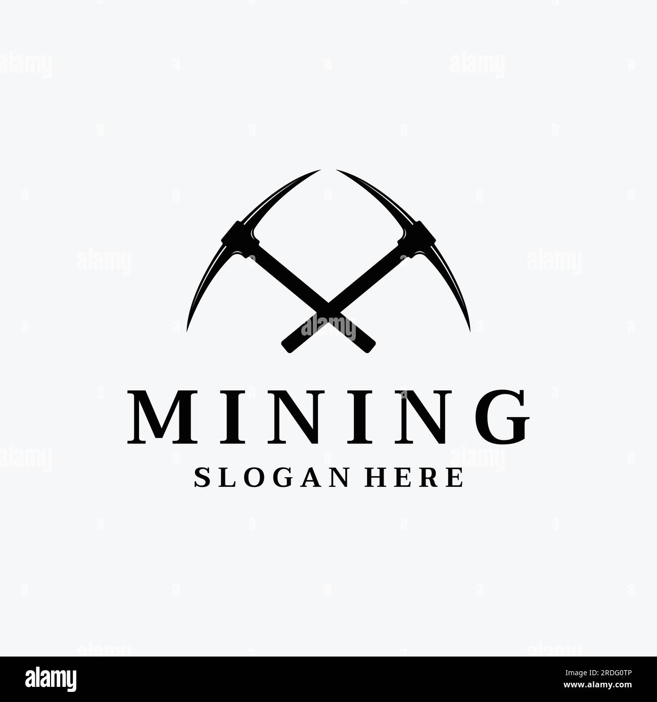 Design vintage Pickaxe in stile retrò, concept per aziende, etichette, utensili industriali o minerari. Illustrazione Vettoriale