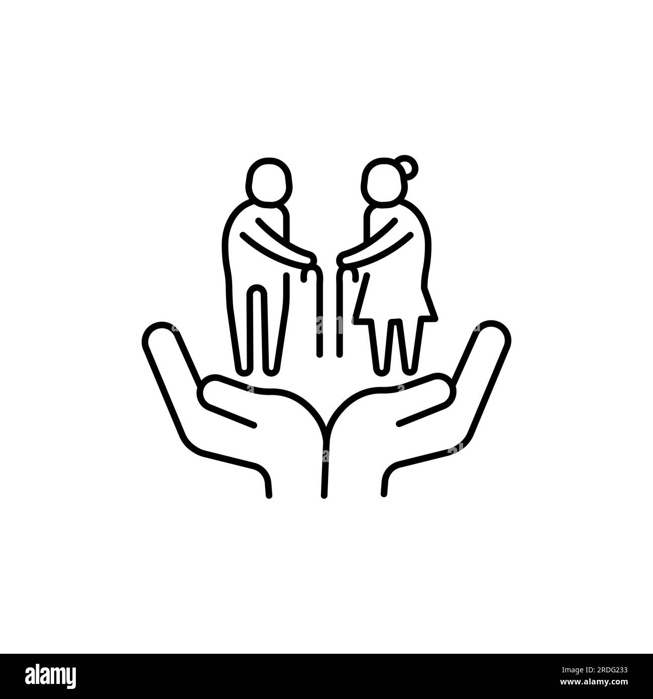 Icona di assistenza agli anziani, anziani con casa, aiutare la generazione di età, assistenza sanitaria senior, organizzazione di operatori sanitari, assicurazione sanitaria, comunità di persone di beneficenza, thi Illustrazione Vettoriale