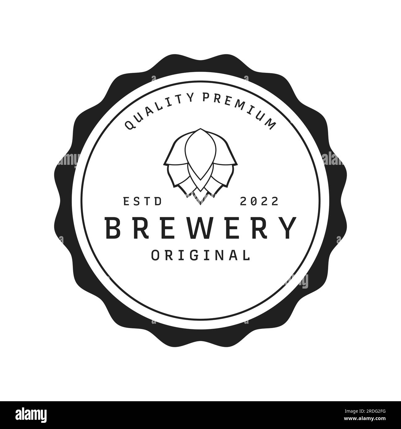 Modello con logo di birra artigianale vintage di qualità superiore. Per badge, emblemi, birrerie, bar, taverne. Illustrazione Vettoriale