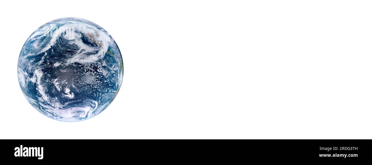 Pianeta Terra isolato su sfondo bianco intestazione o banner.elementi di questa immagine fornita dalla NASA Foto Stock